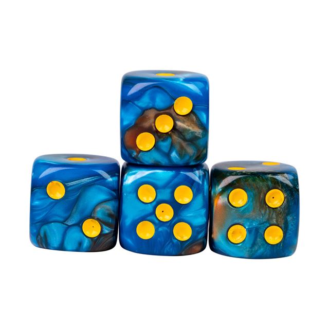 12mm Blue & Brown Acrylic - 10pcs D6 RPG Dice Set