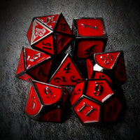 Thumbnail for Red Enamel in Black Metal - 7pcs RPG Dice Set