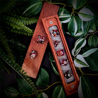 Thumbnail for Red & Black with Blue Swirl in Clear Resin - 7pcs RPG Full Dice Set