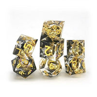 Thumbnail for Gold Ring in Black & Clear Filled Sharp Resin - 7pcs RPG Dice Set