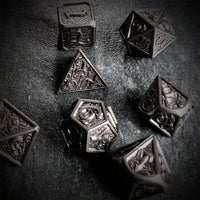 Thumbnail for Silver Metal with Dragon Font - 7pcs RPG Dice Set