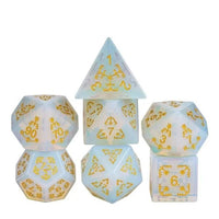 Thumbnail for Stars on White Opalite Gemstone - 7pcs RPG Dice Set