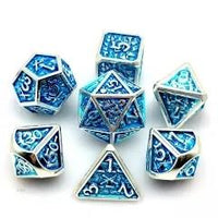 Thumbnail for Blue in Silver Metal - 7pcs RPG Dice Set