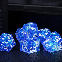 Thumbnail for Cats on Blue with Candy Sharp Resin - 7pcs RPG Dice Set