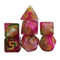 Thumbnail for Blend of Green & Pink Acrylic - 7pcs RPG Full Dice Set White Stack