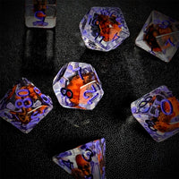 Thumbnail for Orange Skull in Clear Resin - 7pcs RPG Full Dice Set