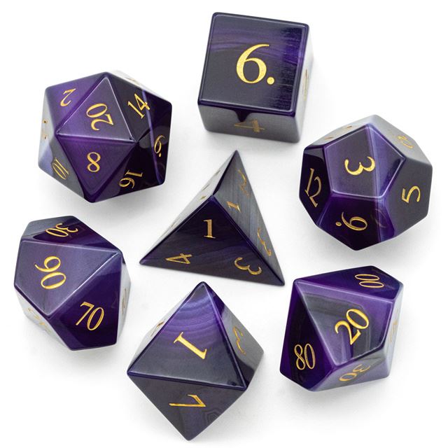 Purple Agate Gemstone - 7pcs RPG Dice Set