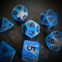 Thumbnail for Washed Blue on White Acrylic - 7pcs RPG Full Dice Set Scatter