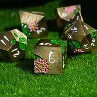 Thumbnail for Pink Lotus Flower in Bronze Metal - 7pcs RPG Dice Set