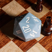 Thumbnail for D20 55mm Dice Silicone Solid White Font Pale Blue