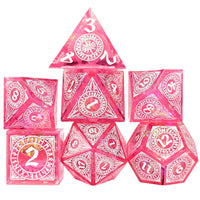 Thumbnail for White Pattern on Pink with Candy Sharp Resin - 7pcs RPG Dice Set