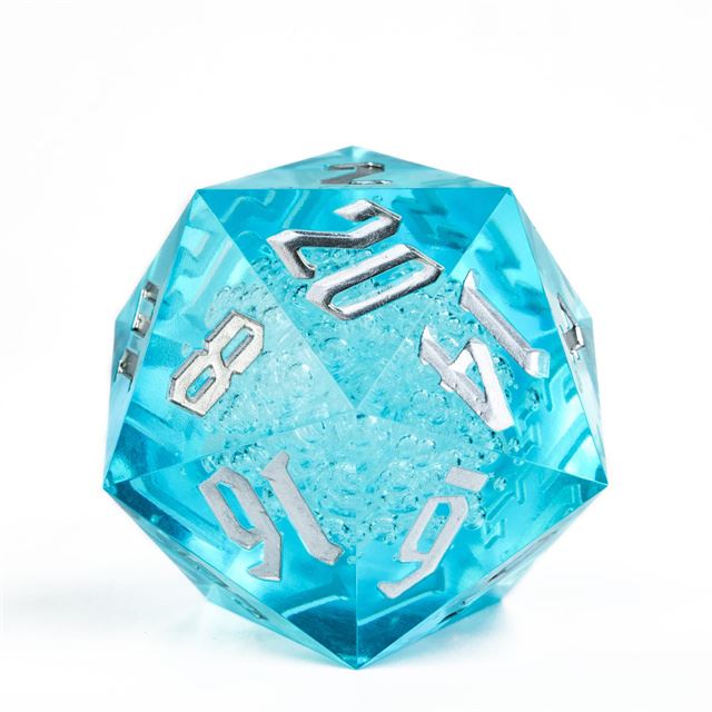 Bubbles in Clear & Blue Sharp Acrylic - D20 RPG Dice