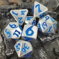 Thumbnail for Blue Font in Silver Metal - 7pcs RPG Dice Set