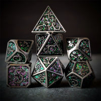 Thumbnail for Glitter Pink Enamel in Silver Metal - 7pcs RPG Dice Set