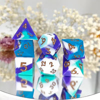 Thumbnail for Purple & White Layered Silicone - 7pcs RPG Full Dice Set