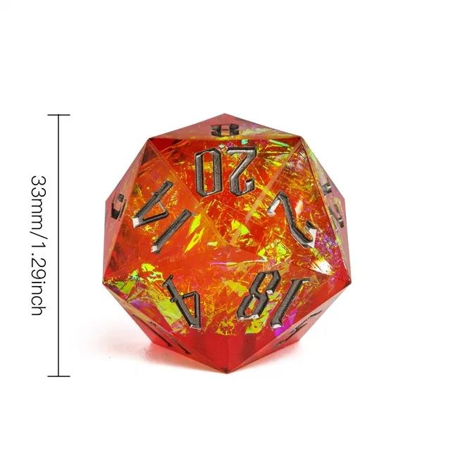 Candy in Orange with Gold Foil Sharp Resin - D20 RPG Dice