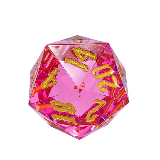 Clear & Pink Sharp Acrylic - D20 RPG Dice