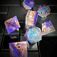 Thumbnail for 7pcs Dice Sharp Filled Liquid Copper Font Blue Purple
