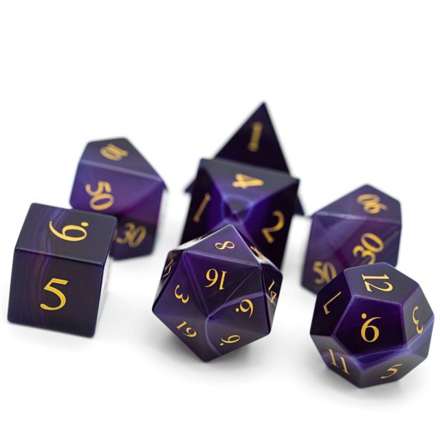 Purple Agate Gemstone - 7pcs RPG Dice Set