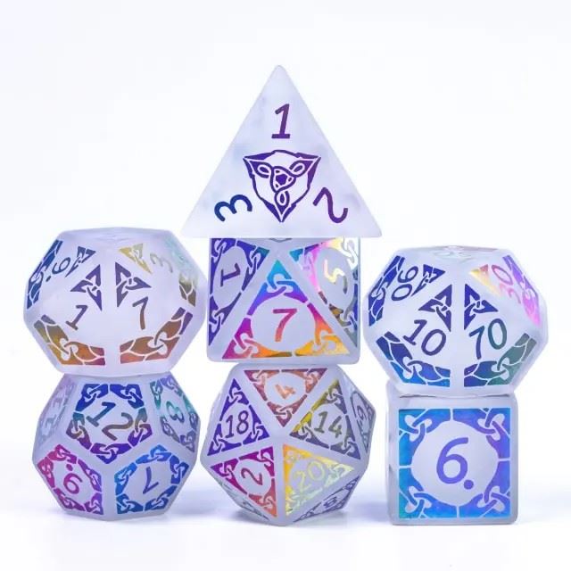 White Quartz Gemstone - 7pcs RPG Dice Set