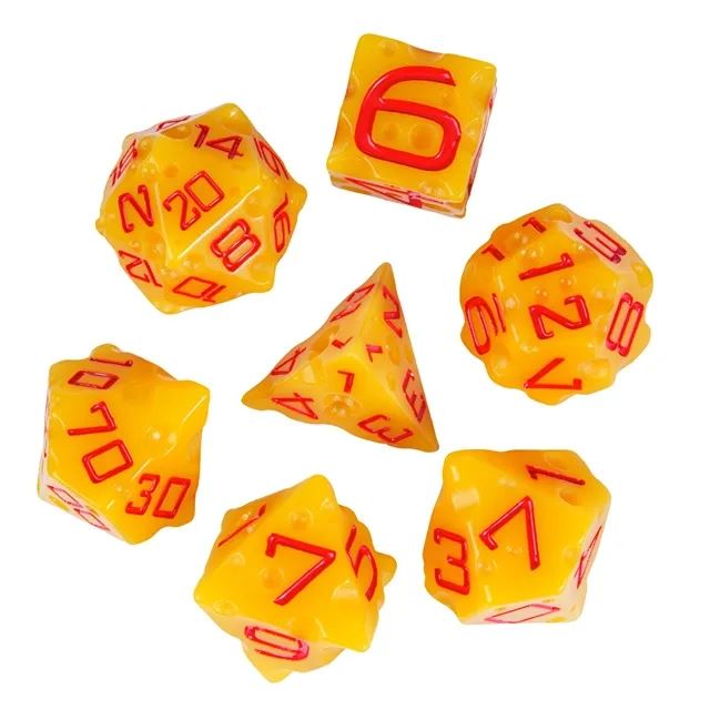 Yellow Cheese Resin -  7pcs RPG Dice Set