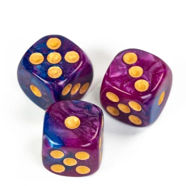 16mm Purple & Blue Acrylic  - 6pcs D6 RPG Dice Set