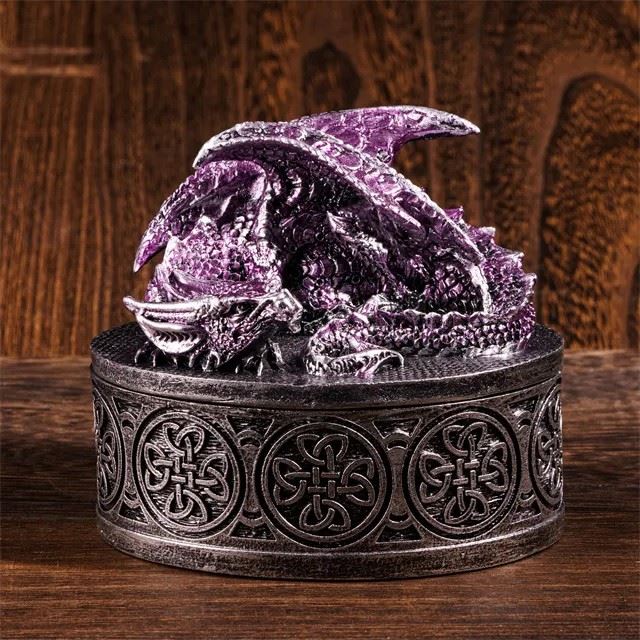 Purple Resin Sleeping Dragon - Dice Storage