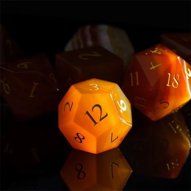 Orange Agate Gemstone - 7pcs RPG Dice Set