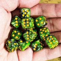 Thumbnail for 12mm Black & Green Acrylic - 10pcs D6 RPG Dice Set