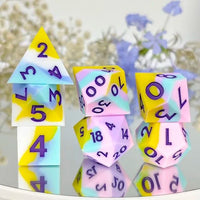 Thumbnail for Pink & Yellow Layered Silicone - 7pcs RPG Full Dice Set