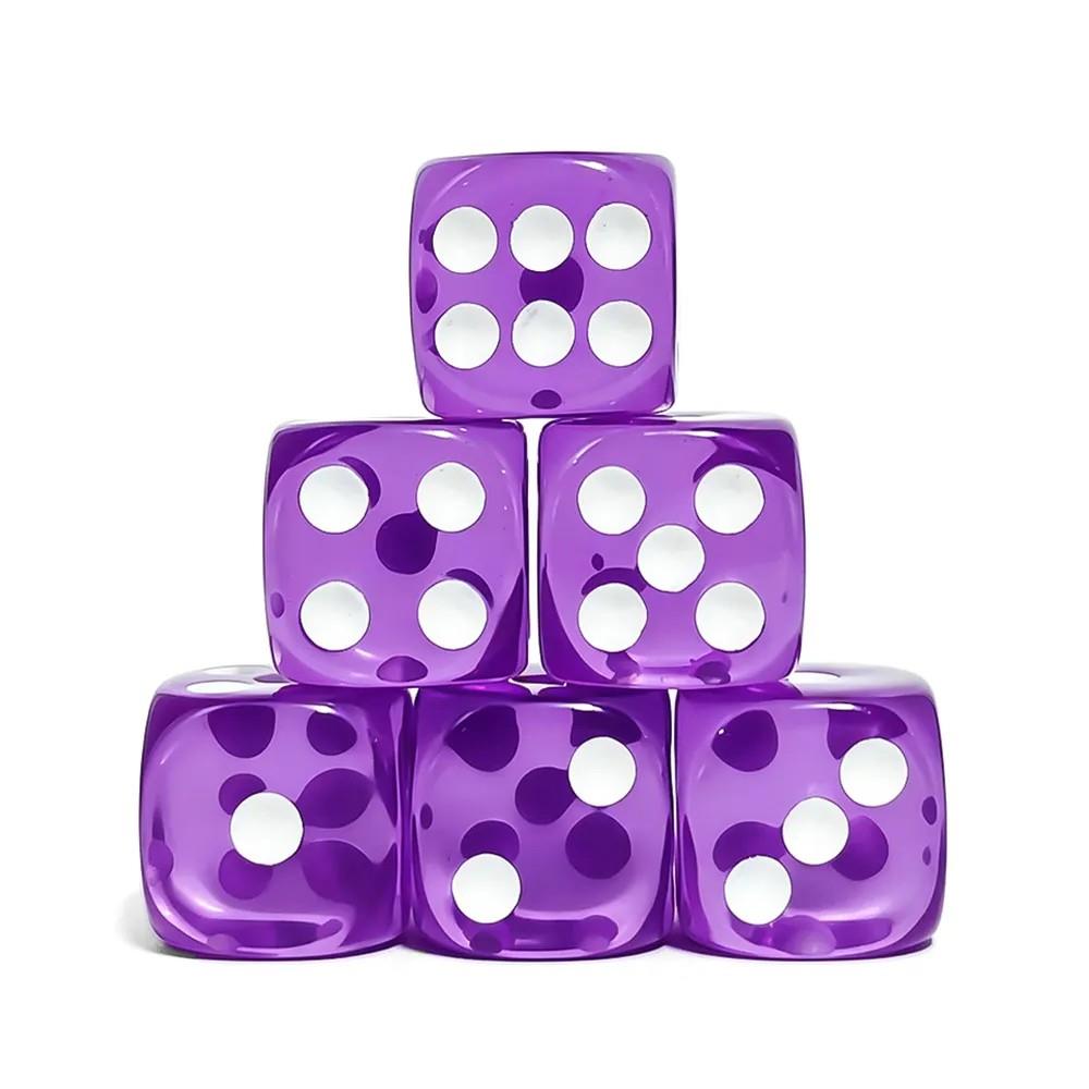 30pcs D6 16mm Dice Acrylic Pips White Font Clear Purple