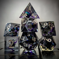 Thumbnail for Bead Swirl in Purple & Clear Filled Sharp Resin - 7pcs RPG Dice Set