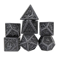 Thumbnail for Black Lattice on White Acrylic - 7pcs RPG Full Dice Set