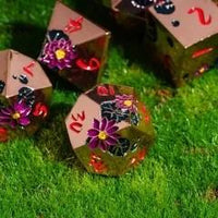 Thumbnail for Purple Lotus Flower in Copper Metal - 7pcs RPG Dice Set