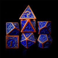 Thumbnail for Blue Vines on Brown Acrylic - 7pcs RPG Full Dice Set Dark Stack