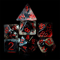 Thumbnail for Vampire Bat in Clear & Black Resin - 7pcs RPG Full Dice Set