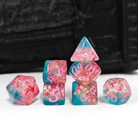 Thumbnail for 7pcs Dice Resin Glitter Pink Font Pink Blue