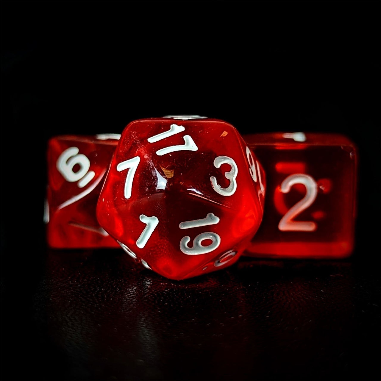 Clear Red Acrylic - 7pcs RPG Full Dice Set