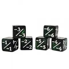 6pcs D6 16mm Dice Acrylic Counter White Font Black Green