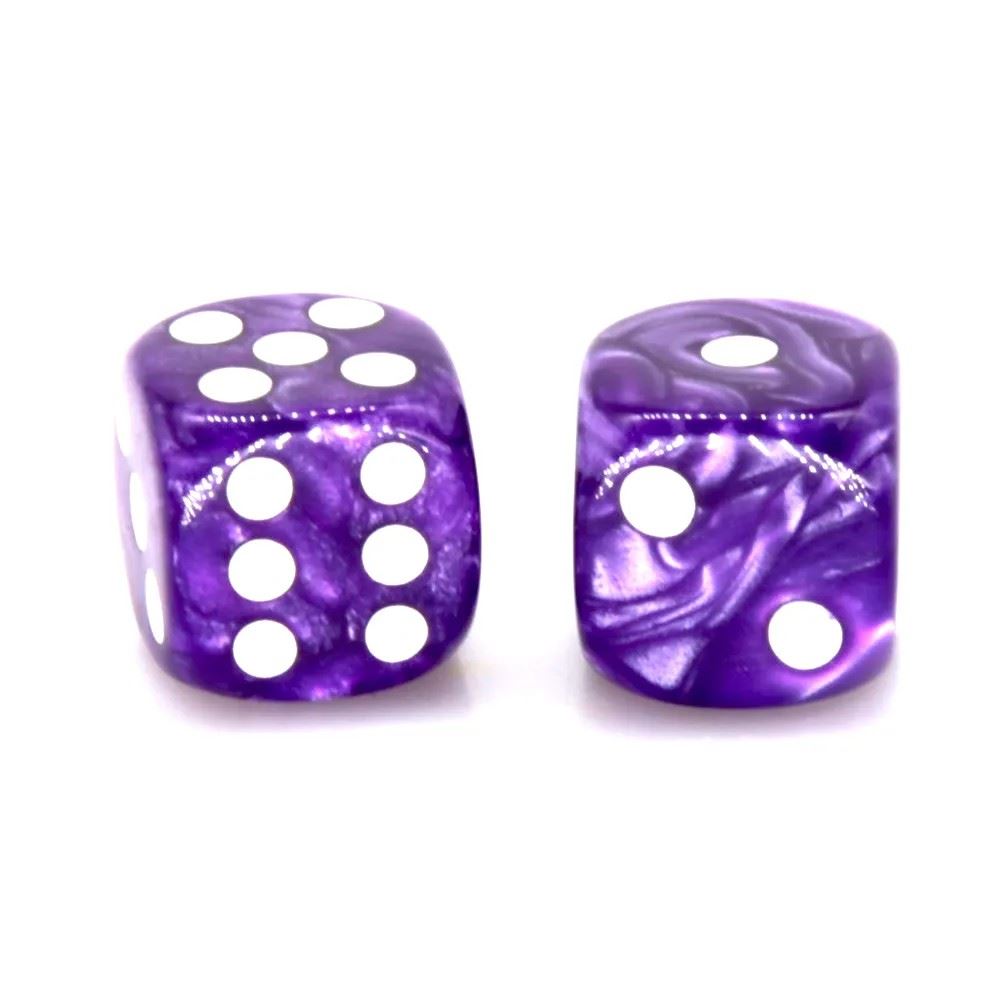 16mm Silk & Purple Acrylic  - 6pcs D6 RPG Dice Set