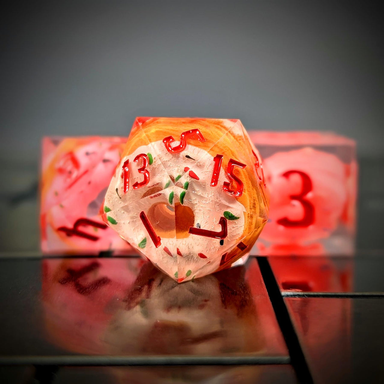 Donuts in Multicolour Filled Sharp Resin - 7pcs RPG Dice Set