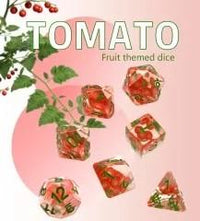 Thumbnail for 7pcs Dice Resin Filled Green Font Red Tomato Clear