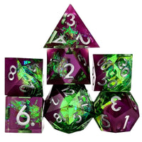 Thumbnail for Candy in Purple & Green Sharp Resin - 7pcs RPG Dice Set