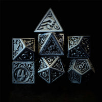 Thumbnail for Black Lattice on White Acrylic - 7pcs RPG Full Dice Set