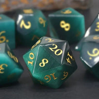 Thumbnail for Green Cat Eye Gemstone - 7pcs RPG Dice Set