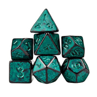 Thumbnail for Washed Cyan on Black Acrylic - 7pcs RPG Full Dice Set White Stack