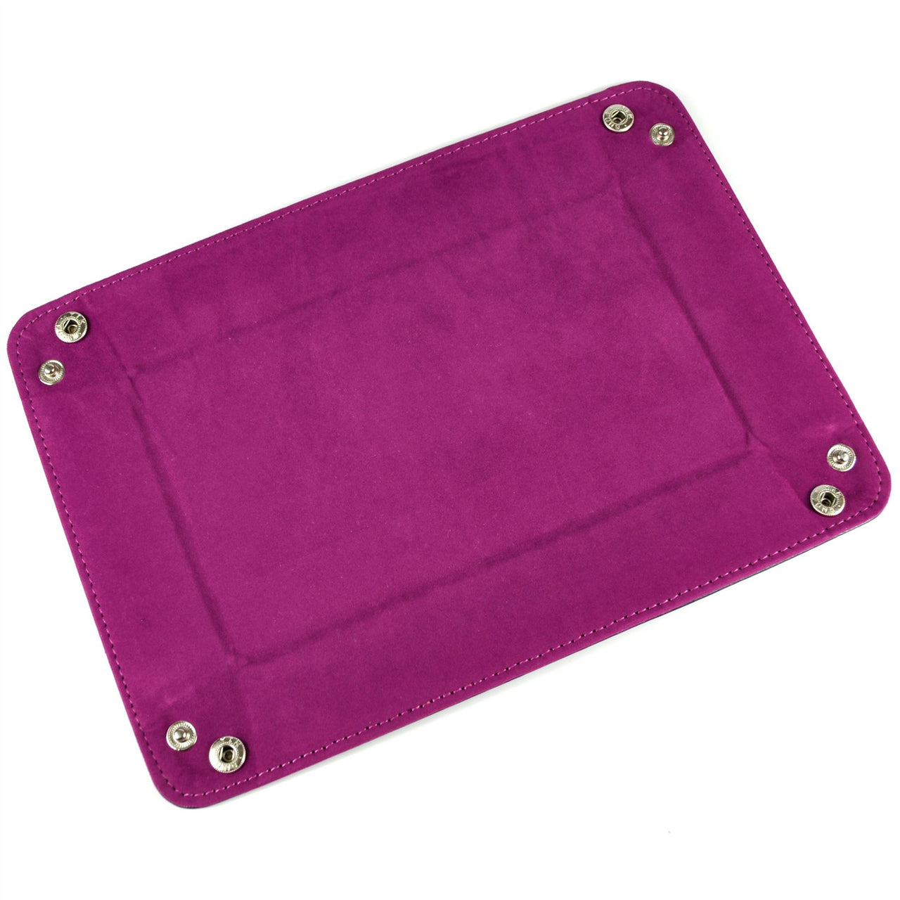 Magenta Velvet & Blue PU Leather - Rectangle Hard Dice Tray