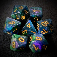 Thumbnail for Glitter in Green & Blue Resin - 7pcs RPG Full Dice Set