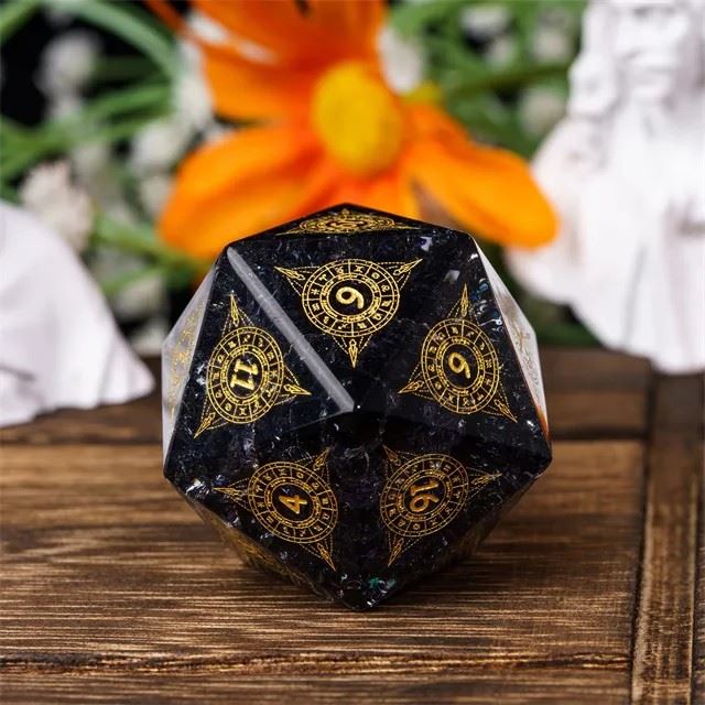 Astrology on Cracked Black Glass - D20 RPG Dice