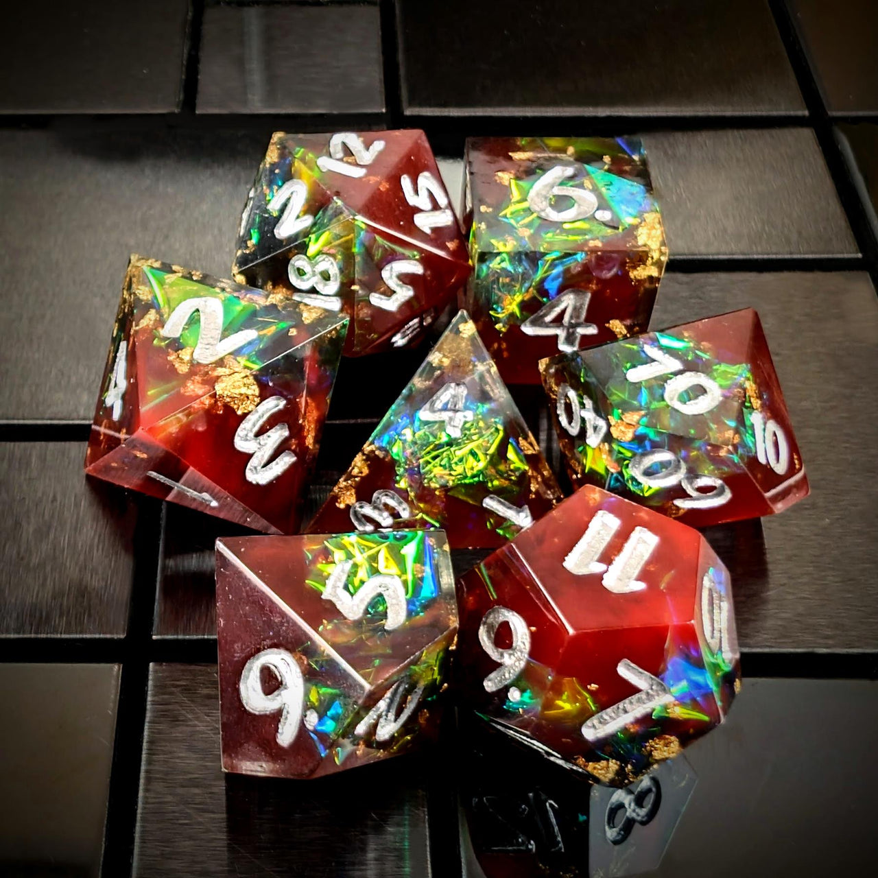 Candy in Brown & Black Sharp Resin - 7pcs RPG Dice Set